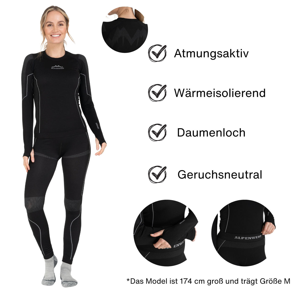 Thermounterwäsche Damen mit Daumenloch aus recyceltem Polyester