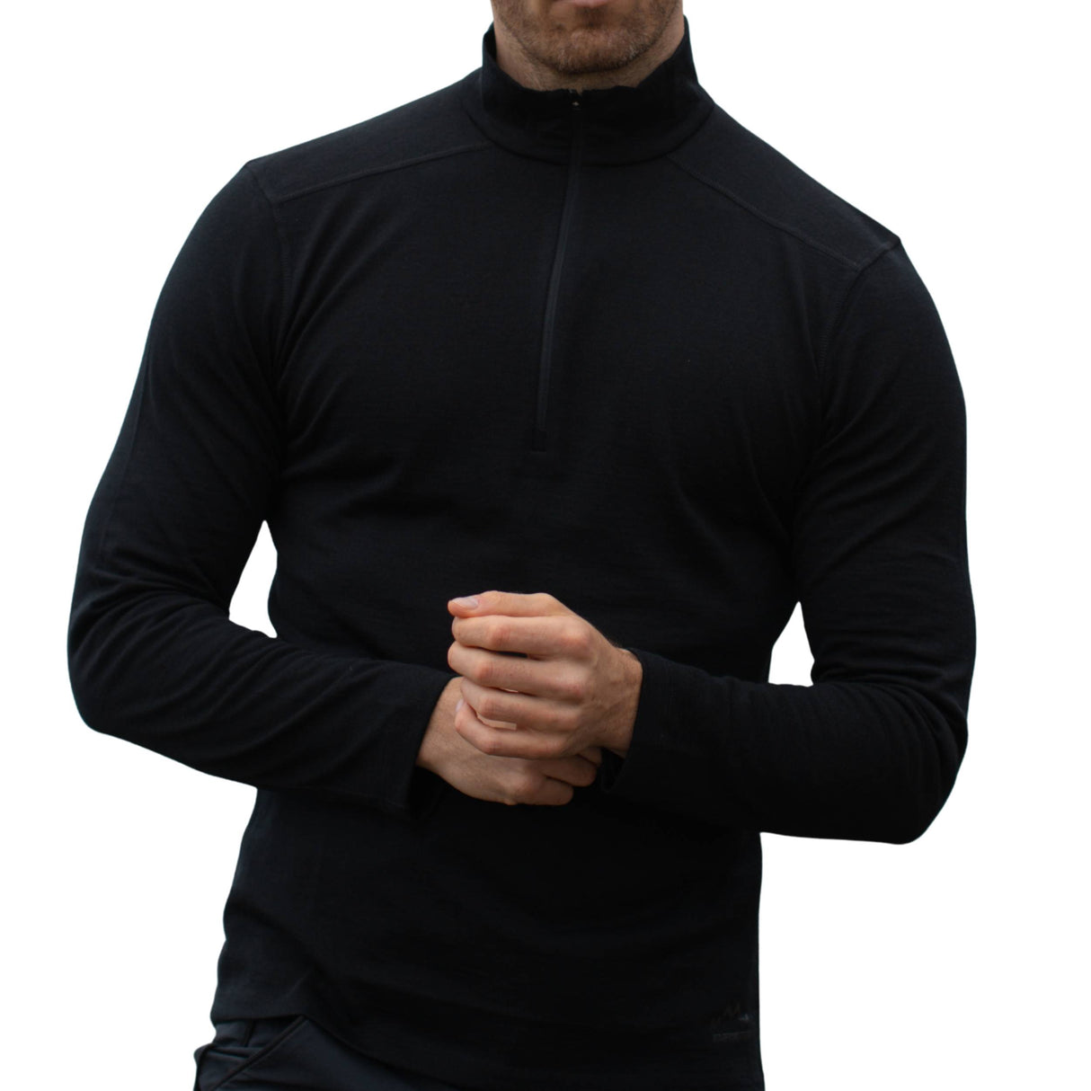 Langarmshirt Herren 100% Merino mit Zip