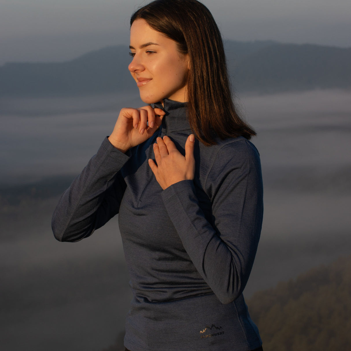 Langarmshirt Damen 100% Merino mit Zip