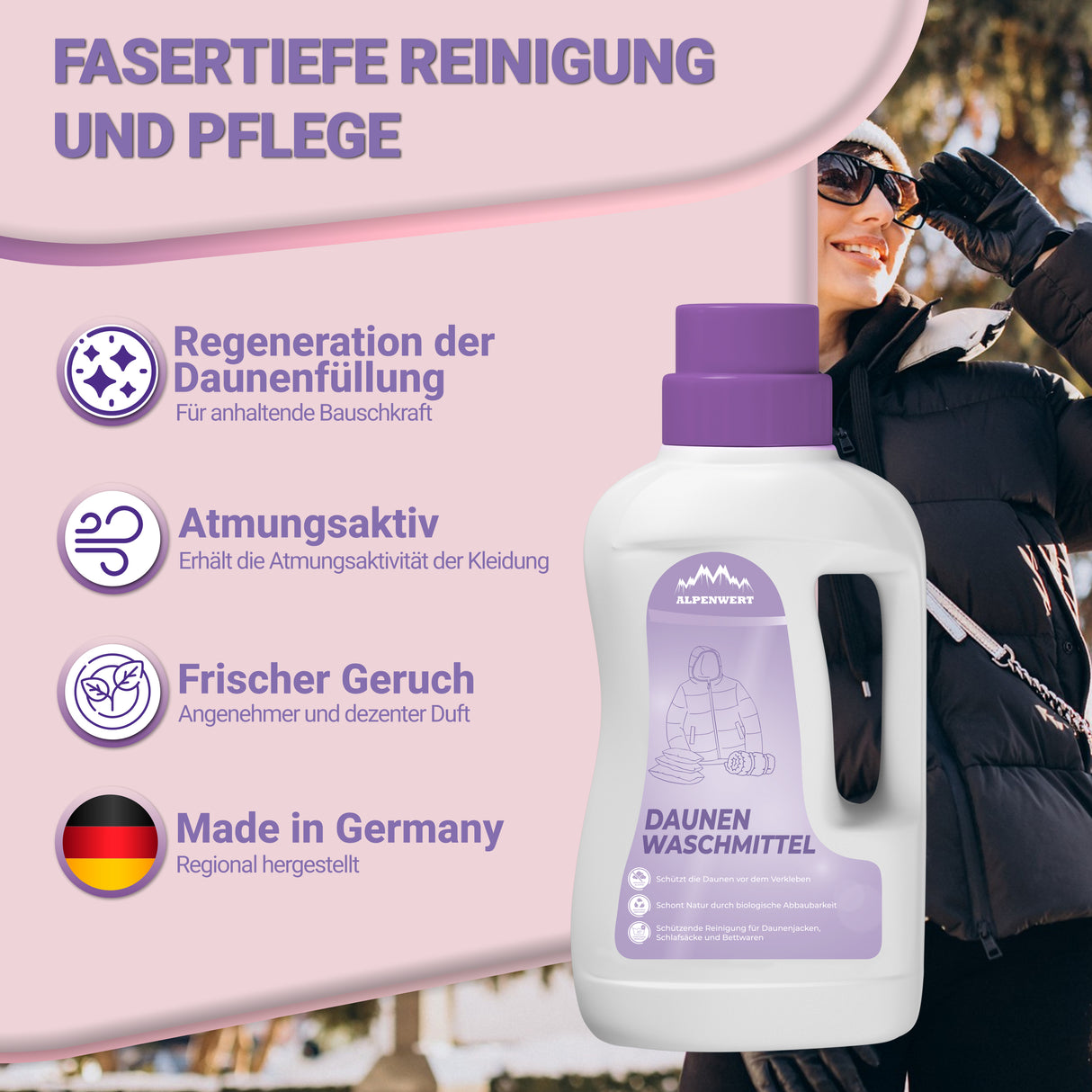 Daunenwaschmittel für Jacken