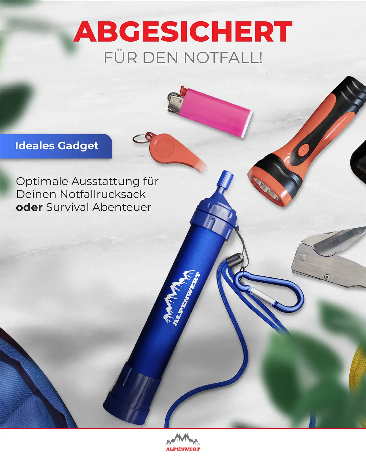 Outdoor Wasserfilter mit ultrakleinem Packmaß – ideal für Rucksack und Reisen