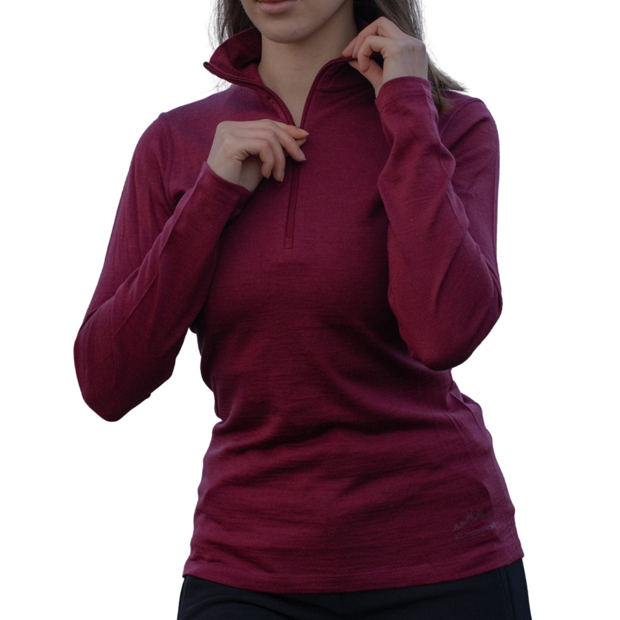 Langarmshirt Damen 100% Merino mit Zip - ALPENWERT