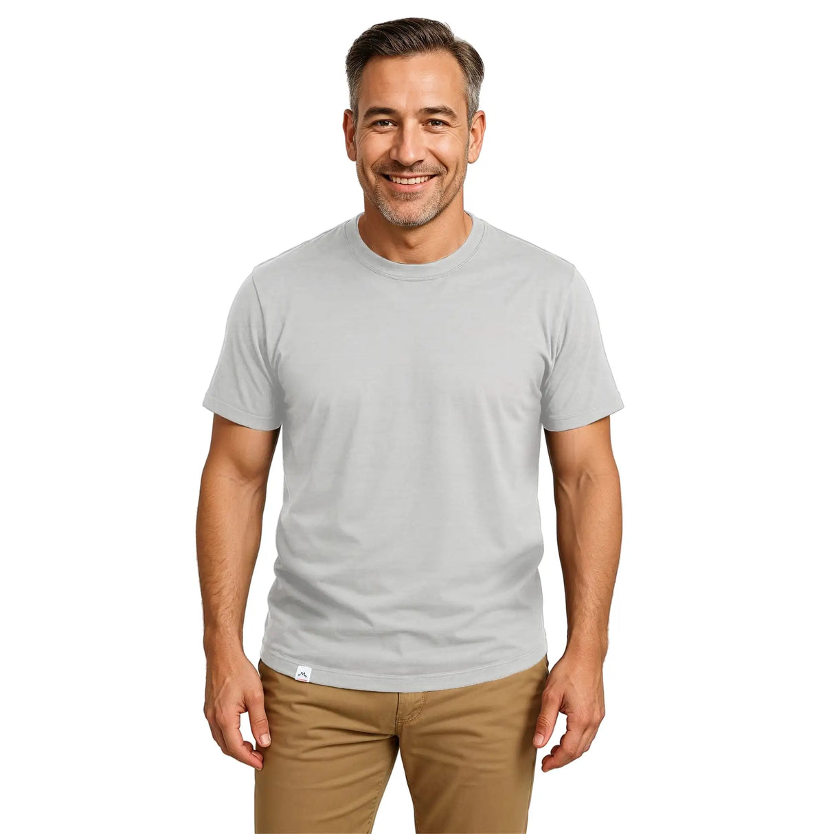 Merino Shirt Herren Grau von vorne – funktionelles T Shirt aus Merinowolle