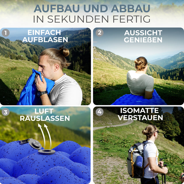 Isomatte Camping – ultraleicht, kompakt & schnell aufblasbar
