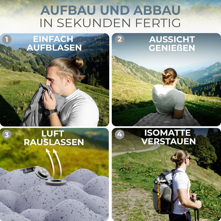 Isomatte Camping – ultraleicht, kompakt & schnell aufblasbar