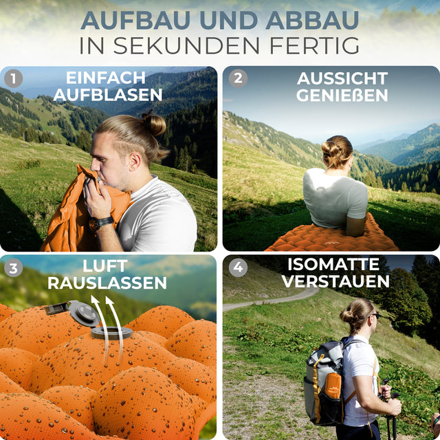 Isomatte Camping – ultraleicht, kompakt & schnell aufblasbar