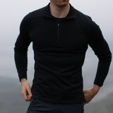 Langarmshirt Herren 100% Merino mit Zip