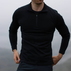 Langarmshirt Herren 100% Merino mit Zip