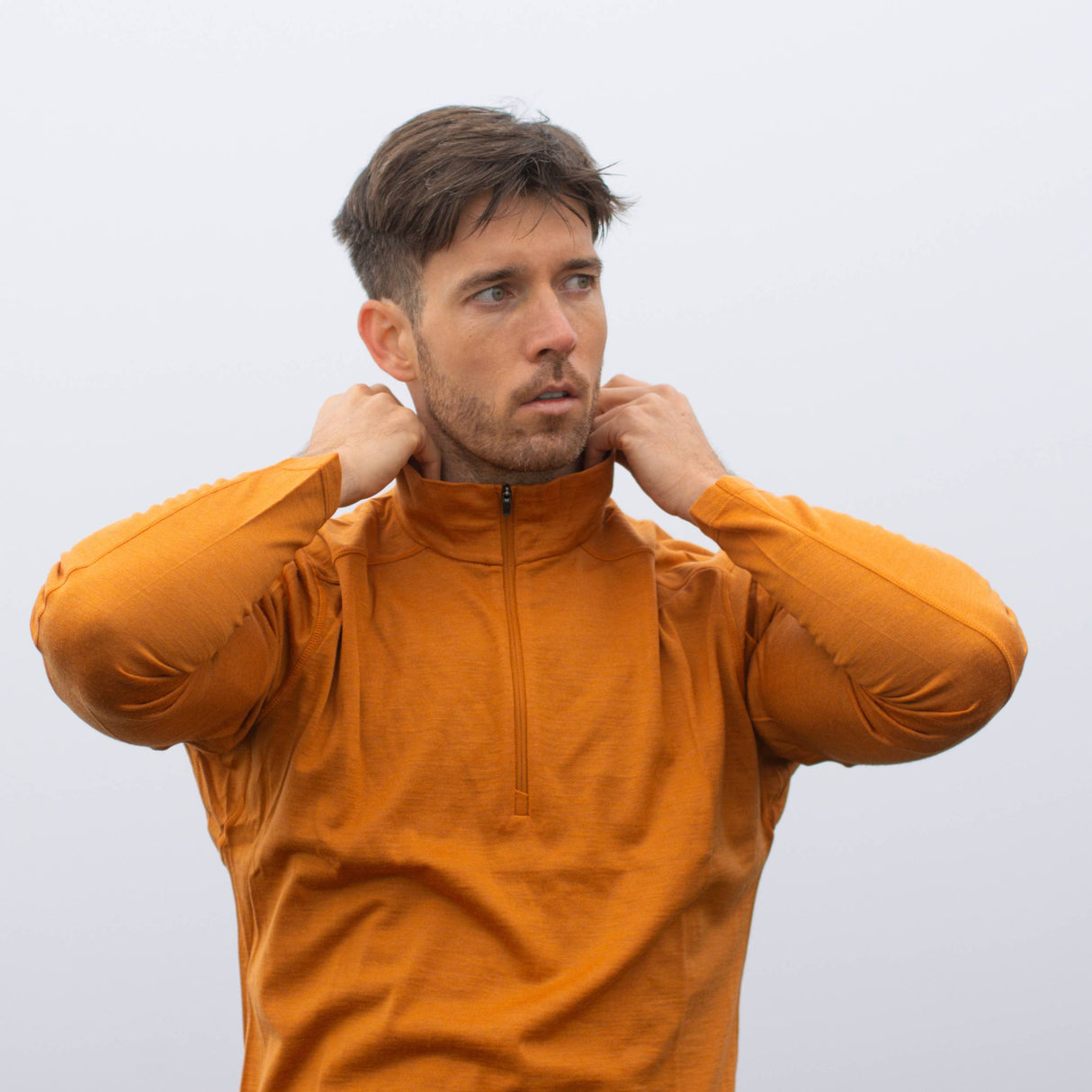 Langarmshirt Herren 100% Merino mit Zip