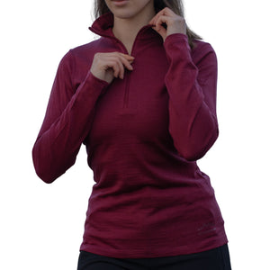 Langarmshirt Damen 100% Merino mit Zip