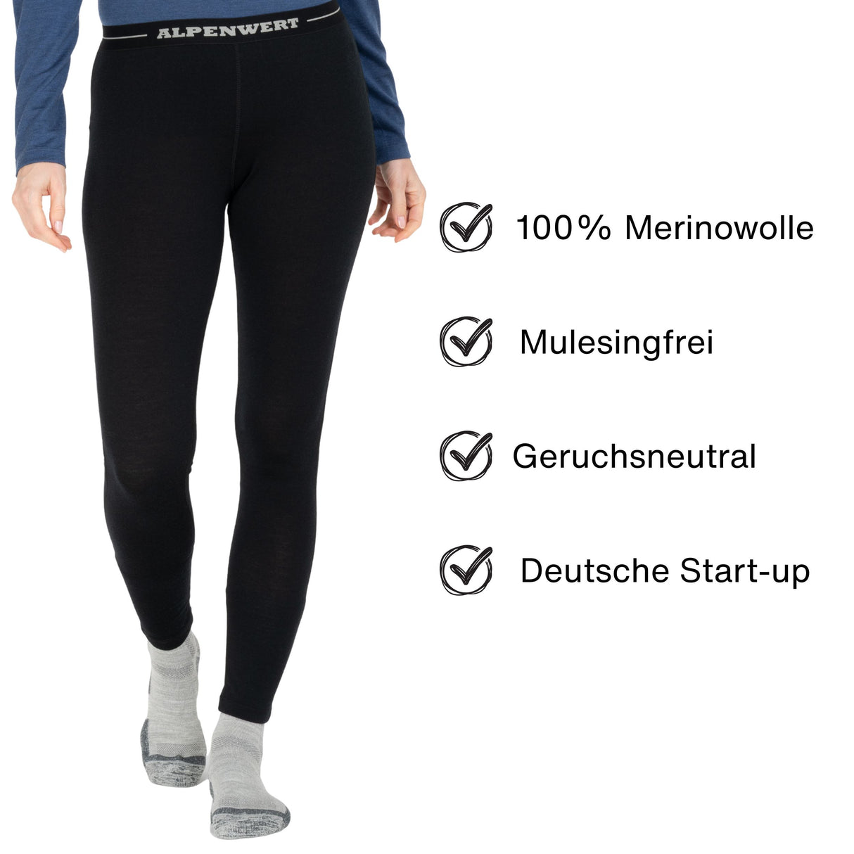 Lange Unterhose Damen aus 100% Merinowolle