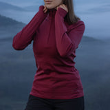 Langarmshirt Damen 100% Merino mit Zip