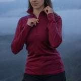 Langarmshirt Damen 100% Merino mit Zip