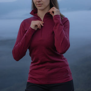 Langarmshirt Damen 100% Merino mit Zip