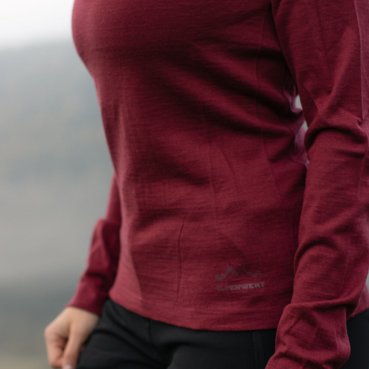 Langarmshirt Damen 100% Merino mit Zip