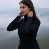 Langarmshirt Damen 100% Merino mit Zip