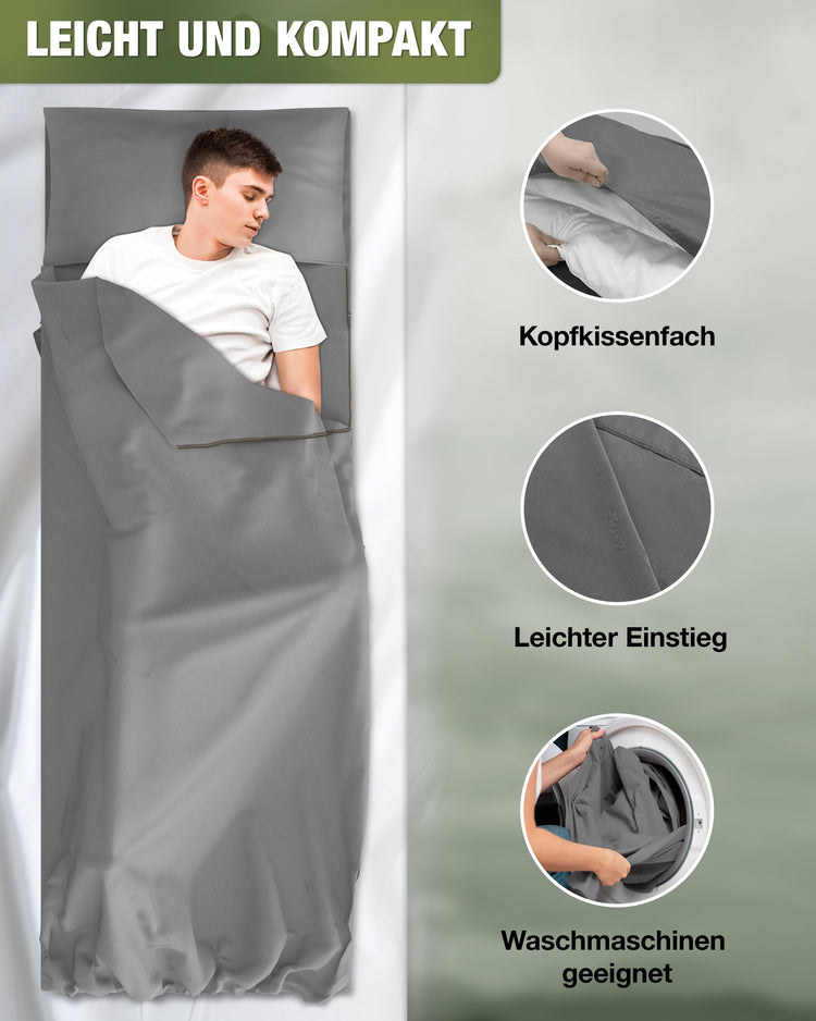 Ultraleichter Hüttenschlafsack – kompakt & pflegeleicht