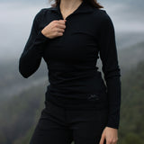 Langarmshirt Damen 100% Merino mit Zip