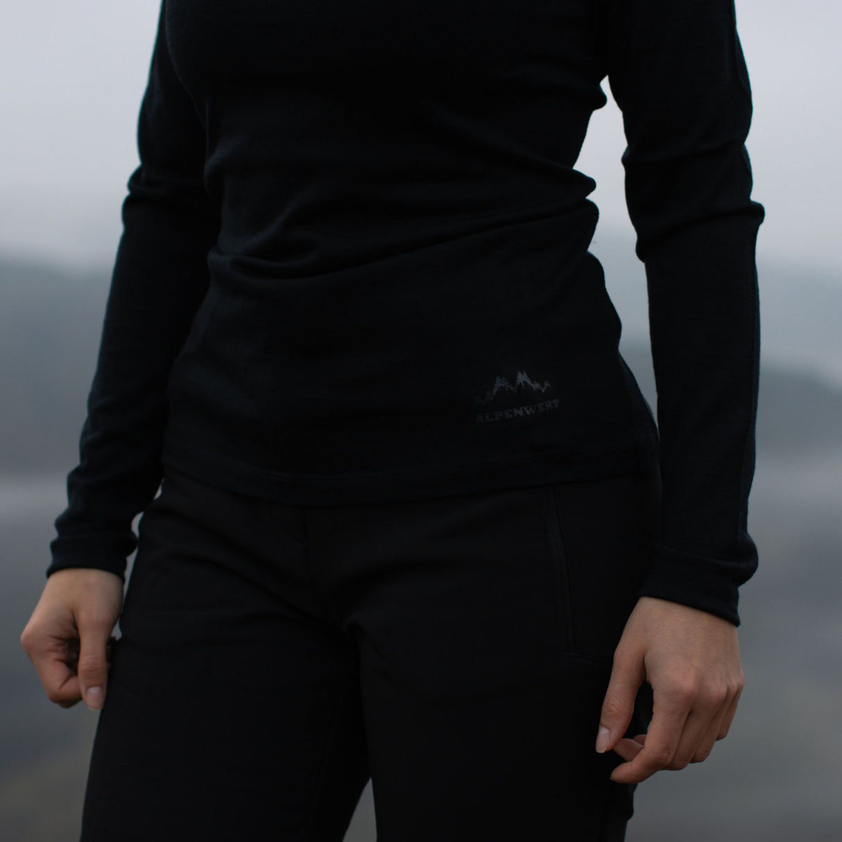 Langarmshirt Damen 100% Merino mit Zip