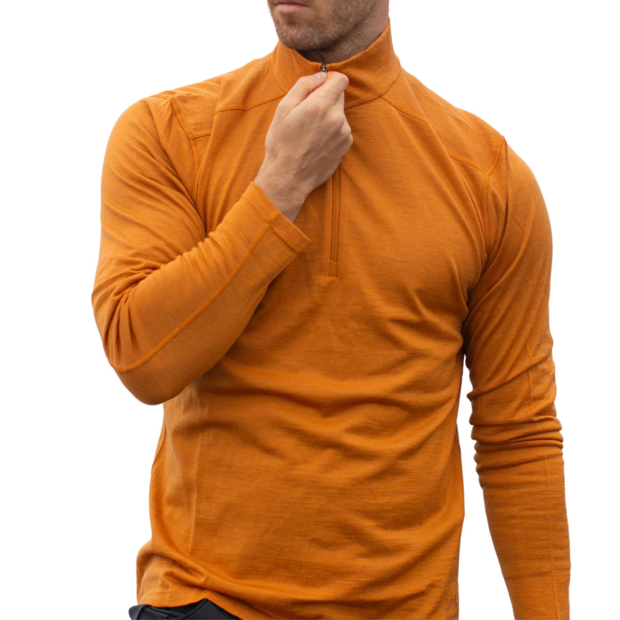 Langarmshirt Herren 100% Merino mit Zip
