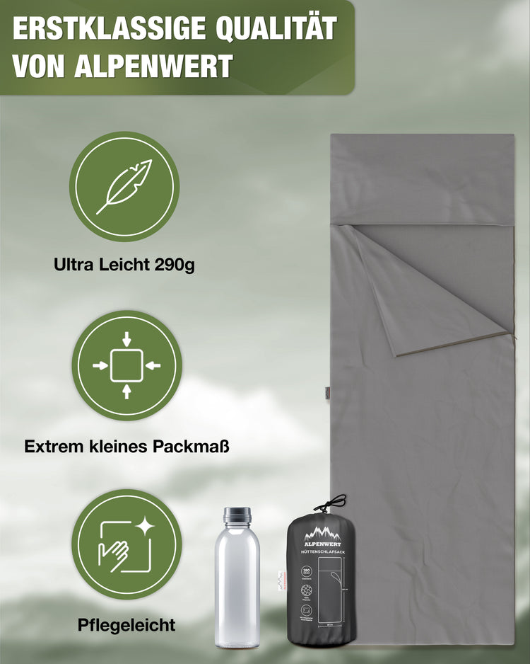 Ultraleichter Hüttenschlafsack – kompakt & pflegeleicht