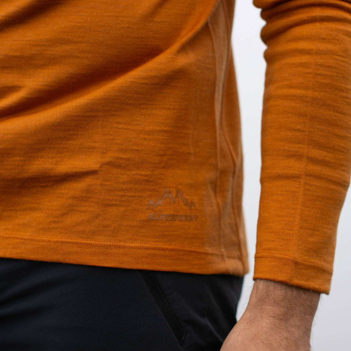 Langarmshirt Herren 100% Merino mit Zip