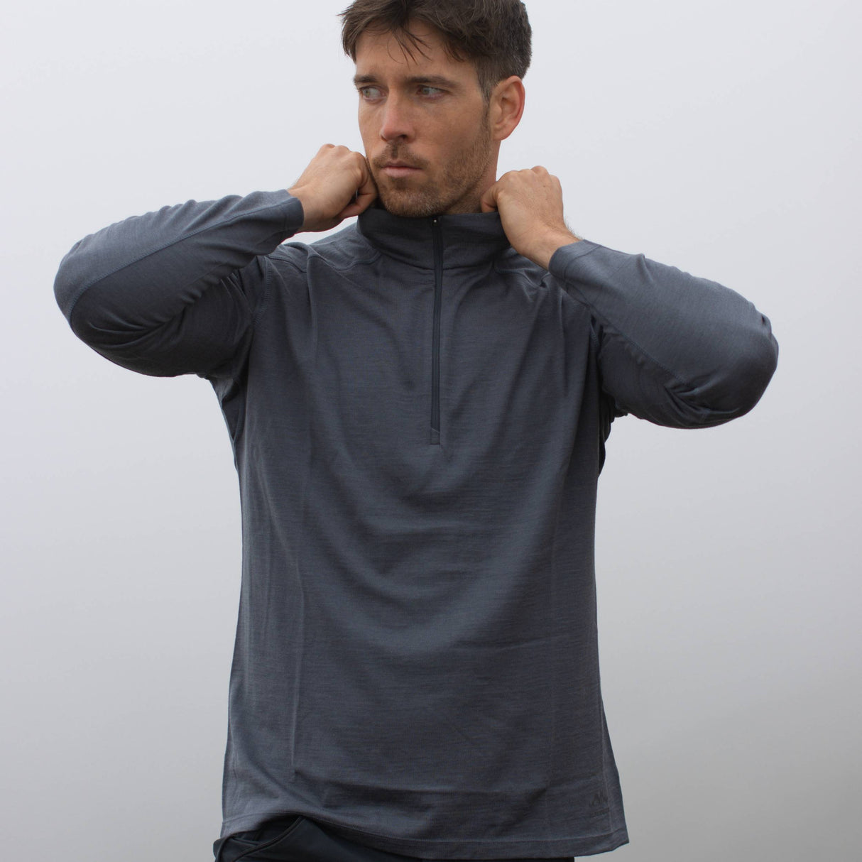 Langarmshirt Herren 100% Merino mit Zip