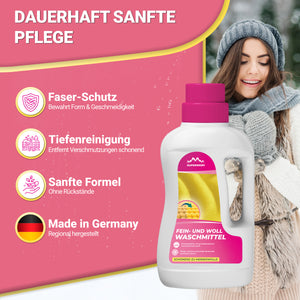Wollwaschmittel für Merinowolle mit Faser-Schutz, Tiefenreinigung und sanfter Formel, Made in Germany