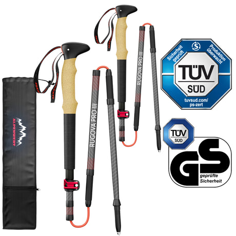 Faltbare Wanderstöcke aus Carbon für Trekking 