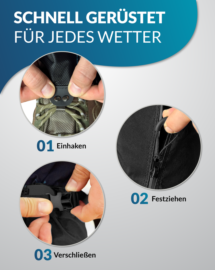 Gamaschen wasserdicht – Robust, leicht & reflektierend