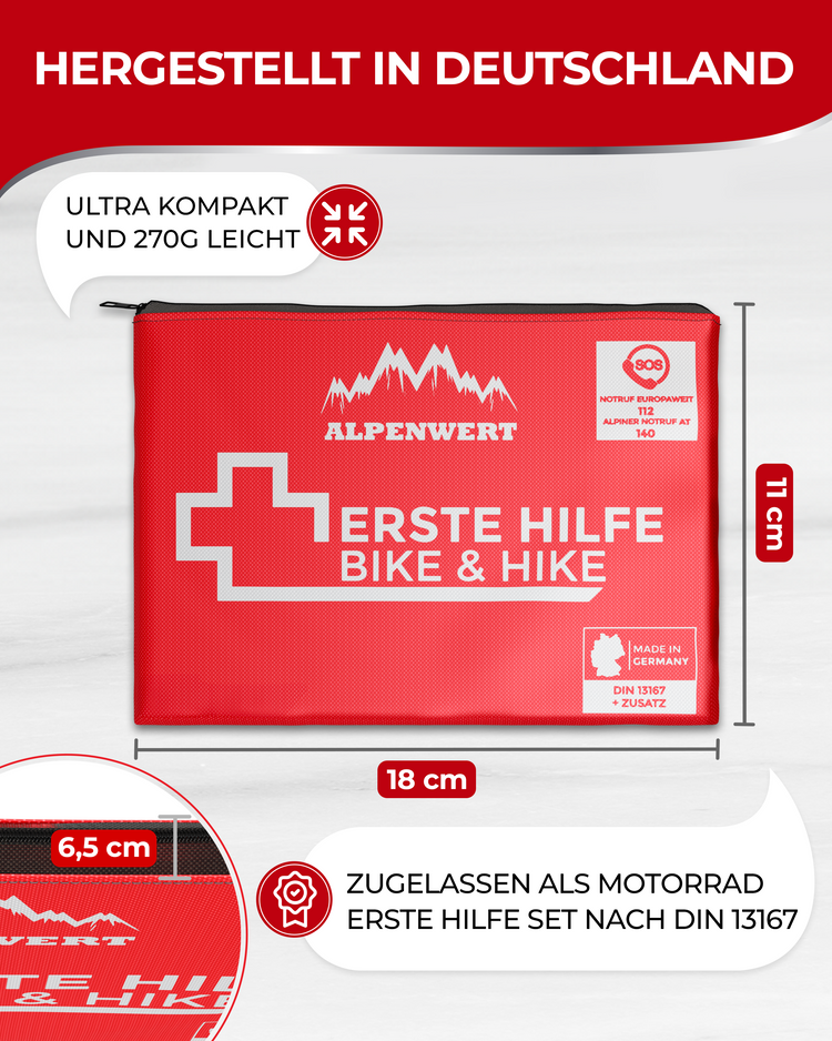 Erste Hilfe Set für Outdoor & Fahrrad mit Zeckenzange
