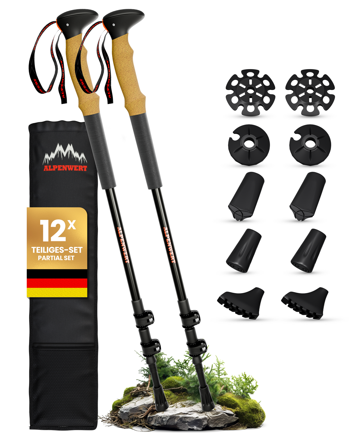 Teleskop Wanderstöcke aus Aluminum mit ergonomischem Griff und verstellbarer Länge – ideal für Trekking, Wandern und Walking