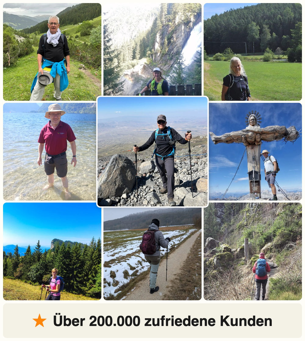 Zufriedene Alpenwert Kunden beim Wandern