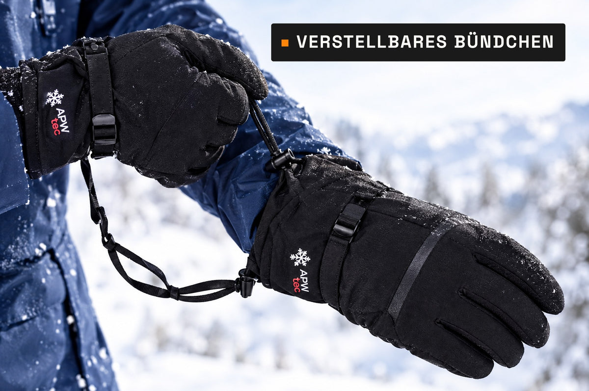 Verstellbares Bündchen schließt den Handschuh über dem Jackenärmel