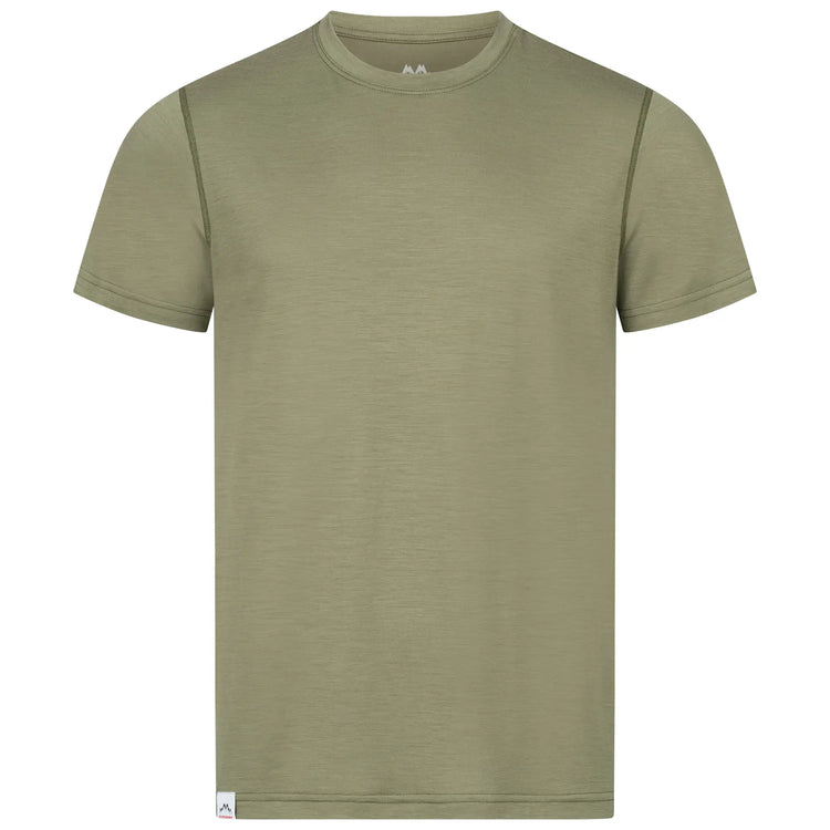 Merino T Shirt Herren gruen von der Seite – ideale Belueftung beim Wandern