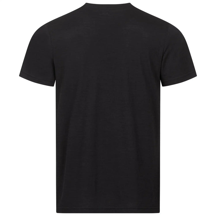 Rueckansicht Merino Shirt Herren schwarz – ideal fuer Wandern und Alltag