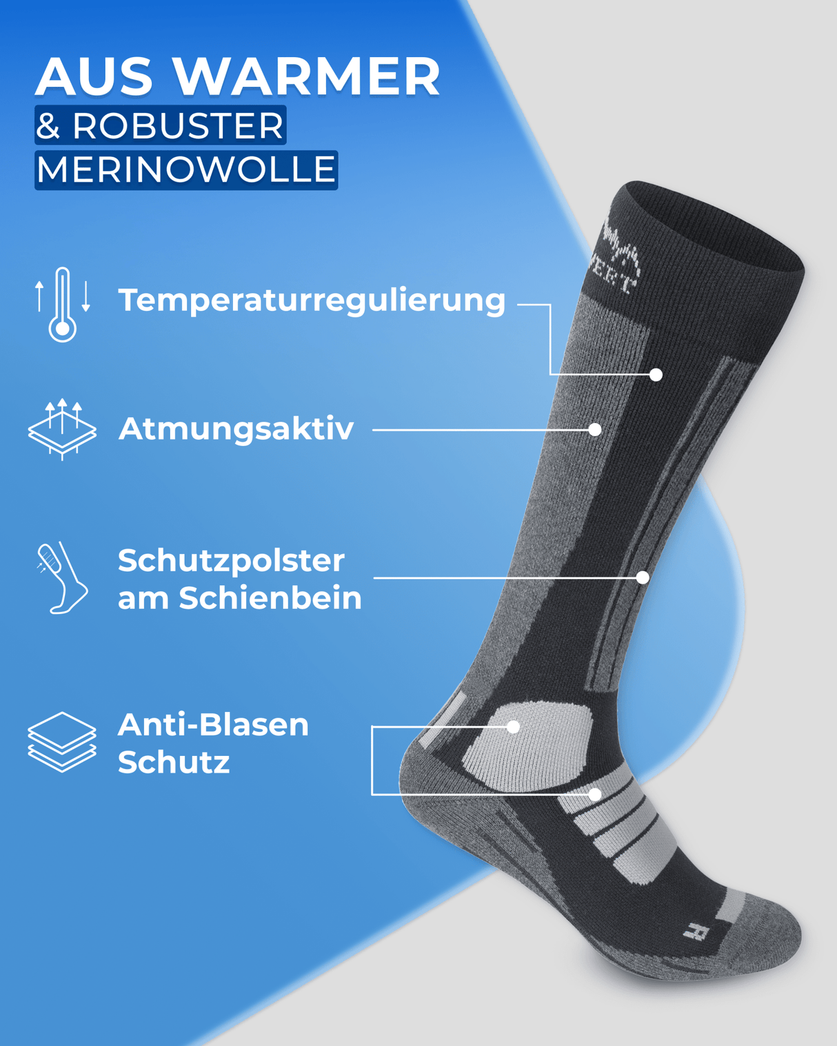 Skisocken Merino 2 Paar - ALPENWERT