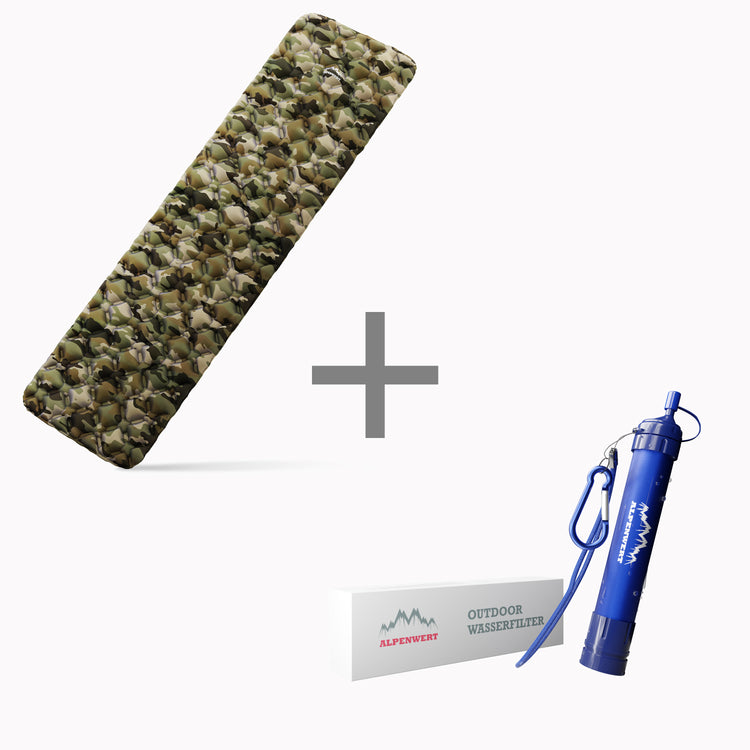 Outdoor Isomatte mit Gratis Wasserfilter – leicht, kompakt & praktisch