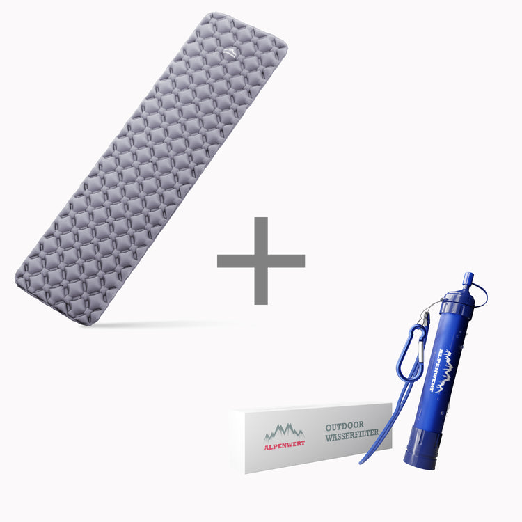 Outdoor Isomatte mit Gratis Wasserfilter – leicht, kompakt & praktisch