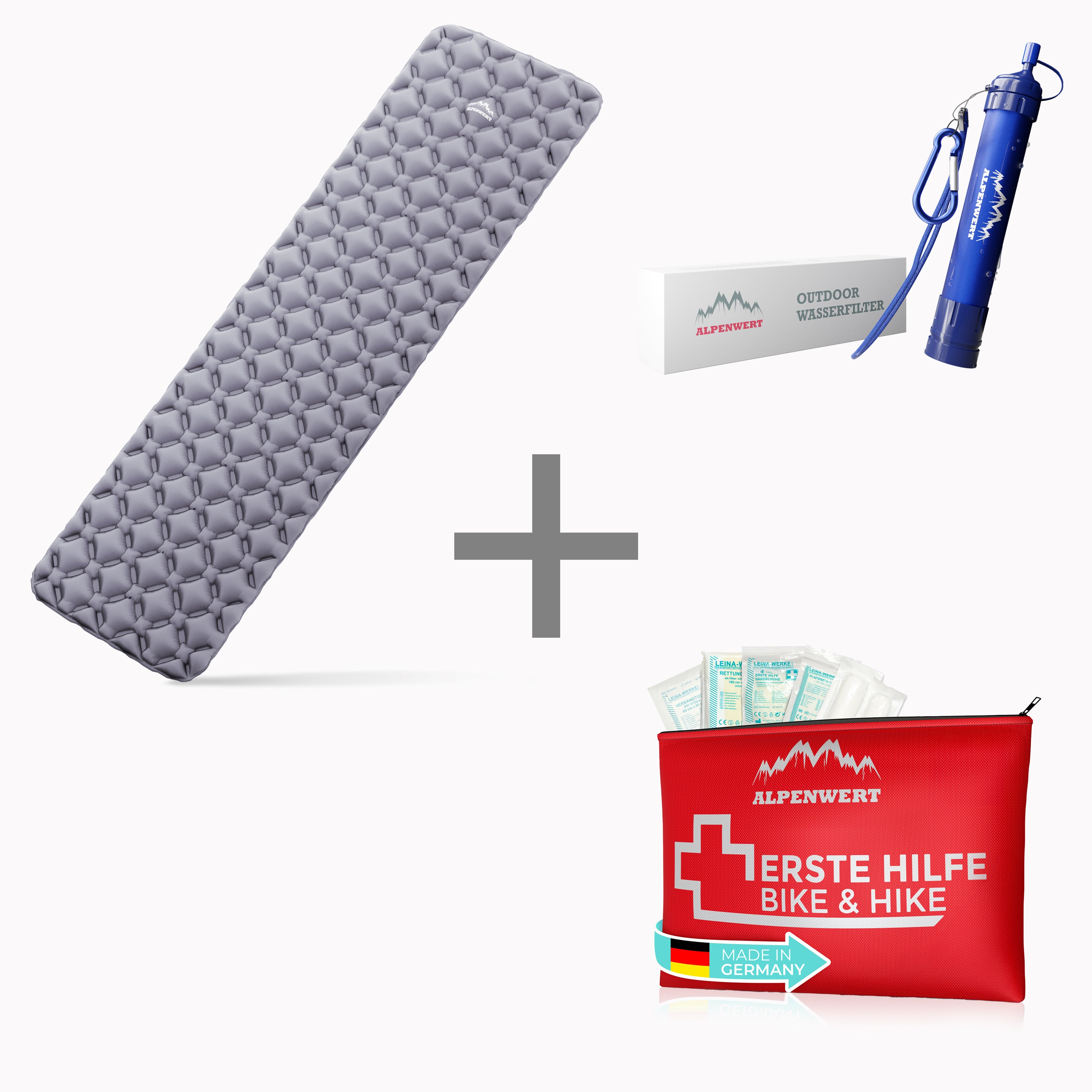 Mega Bundle: Outdoor Isomatte + Wasserfilter + Erste Hilfe Set
