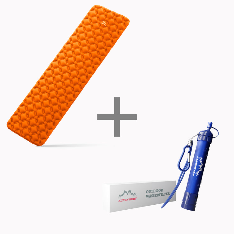 Outdoor Isomatte mit Gratis Wasserfilter – leicht, kompakt & praktisch