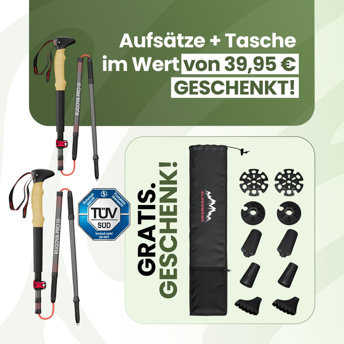 Wanderstöcke Rugova Pro 3 faltbar & höhenverstellbar – Leicht & stabil