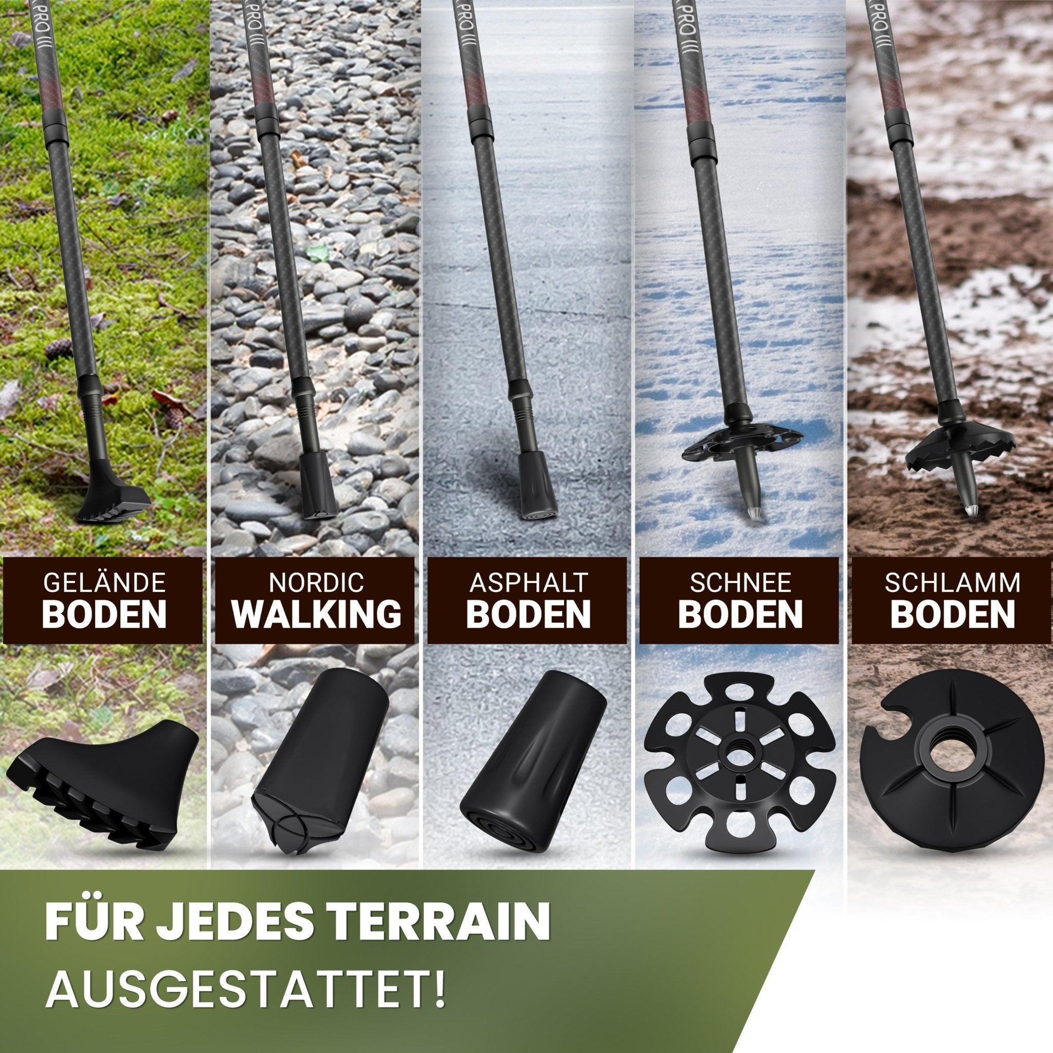 Wanderstöcke faltbar & höhenverstellbar | Leicht & Stabil