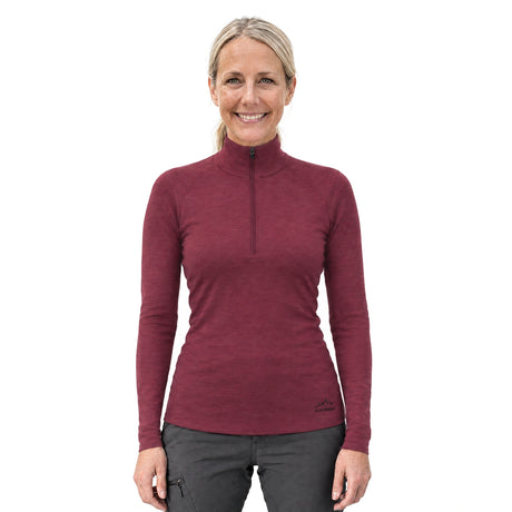 Langarmshirt Damen 100% Merino mit Zip